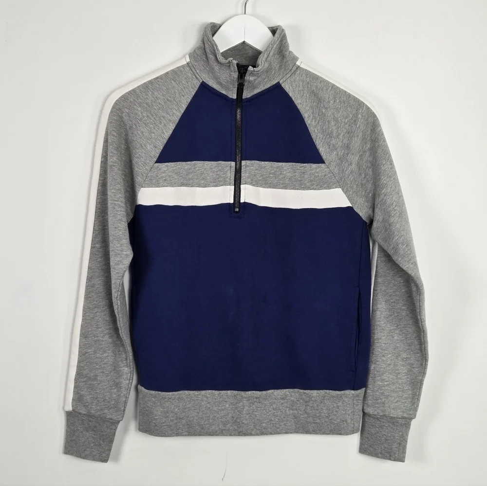 J. Crew Women's Size XS Blue Colorblock Half-Zip Pullover Style F9930 NWT